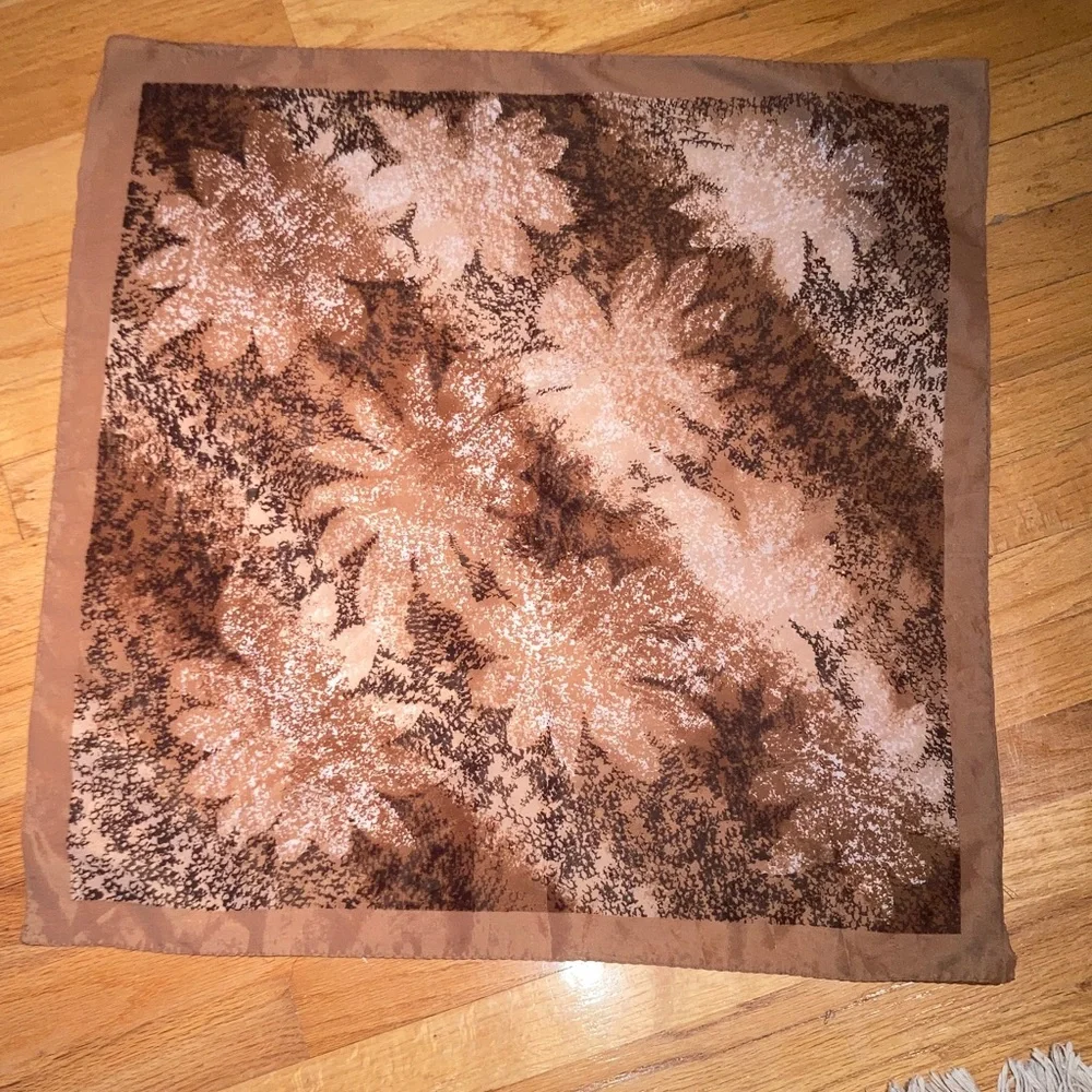 Abstract Brown Floral Square Scarf